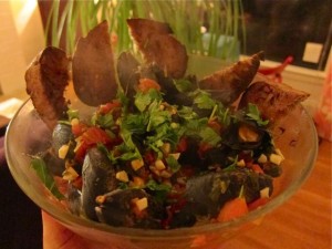 Mussels in Spicy Tomato-Cilantro Broth