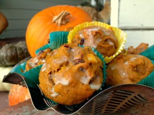 Recipe: Pumpkin-Cranberry Muffins with Pecans and Maple Drizzle