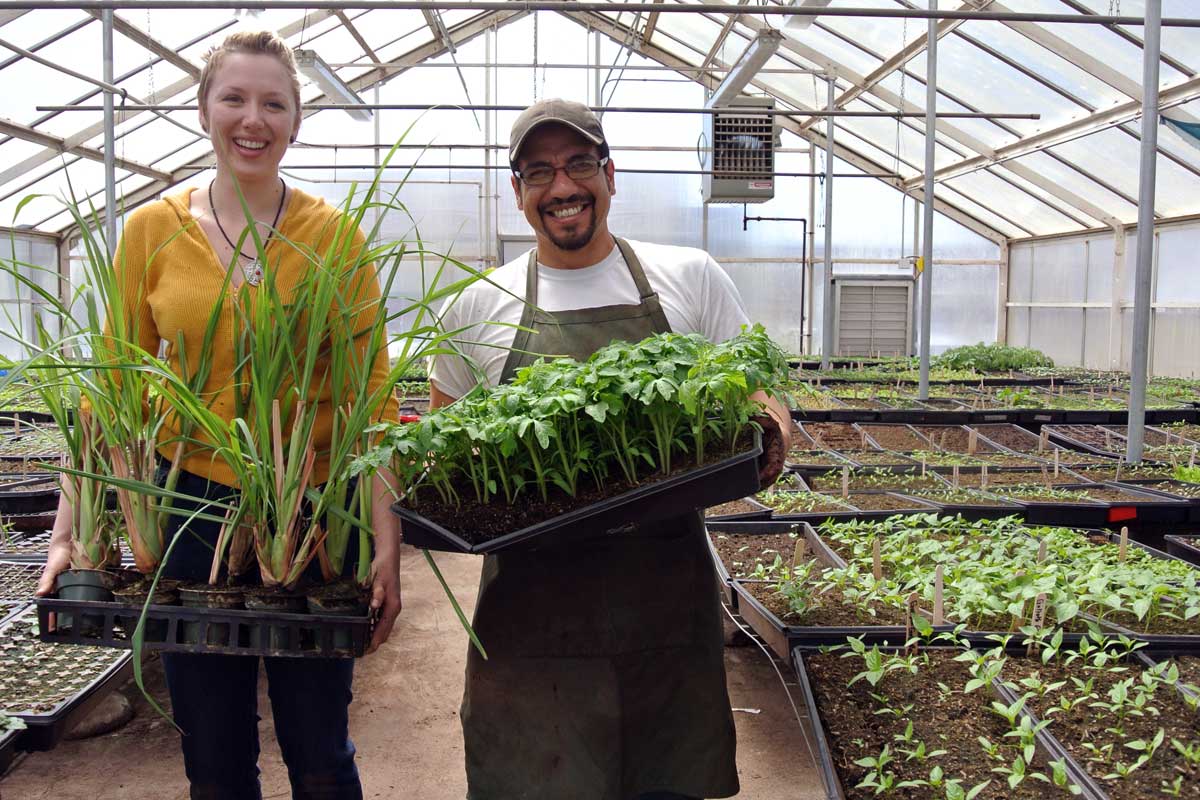 Victor Blanco and Emma Petersen, farmers at Bon Appétit Farm to Fork vendor Urban Oaks Organic