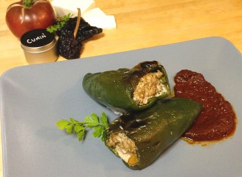 Recipe: Farmers’ Market Stuffed Poblano with Ancho Chili Sauce