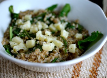 Recipe: Savory Porridge with Cheddar and Dandelion Greens