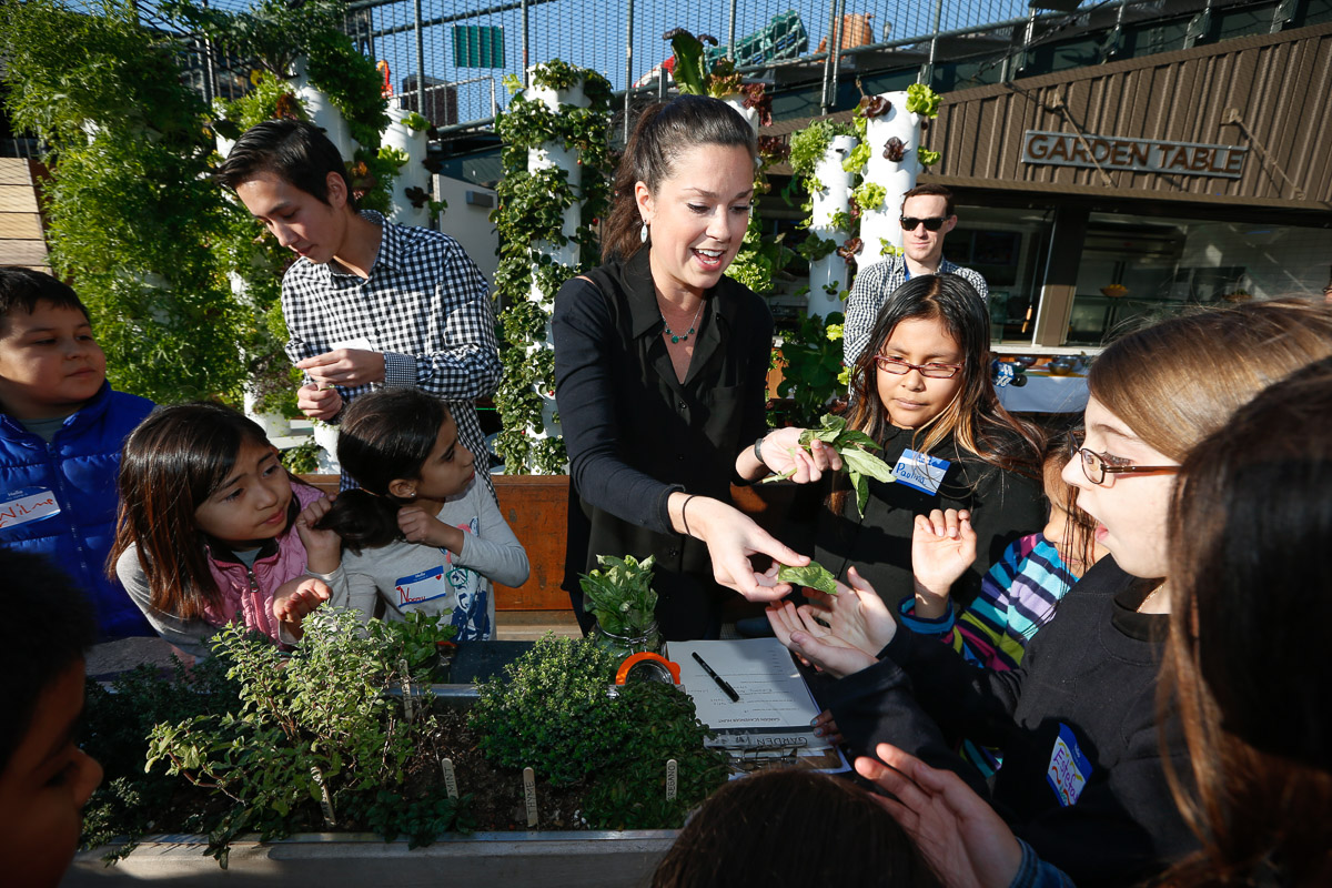 Hannah Schmunk and Sam Wilder (Garden Community Development Manager and Associate, respectively) lead the herb tasting