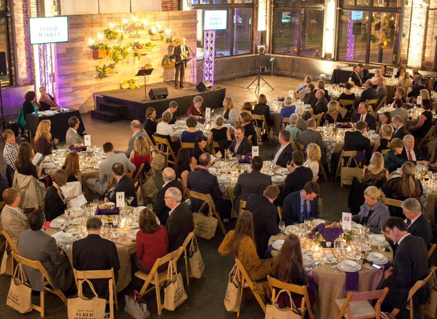 The Bon Appétit team transformed a cavernous space into an elegant dinner venue