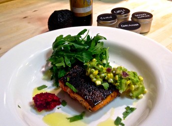 Recipe: Wild Alaskan Salmon with Arugula and Avocado-Corn Relish