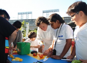 Chef Traci Des Jardins Gets Cooking with Kids in the Garden at AT&T Park