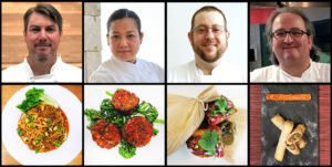 The four chefs with their dishes