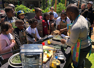 Guest Chef Bryant Terry and students 