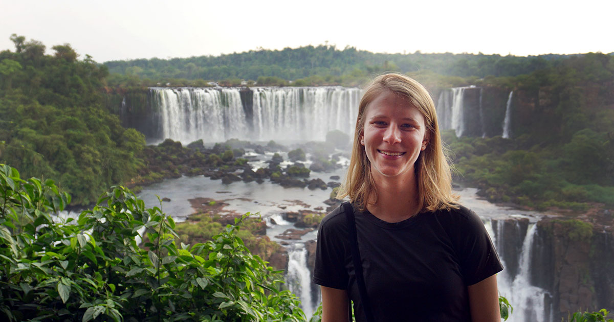 Lily Gross at Iguazu Falls in Argentina