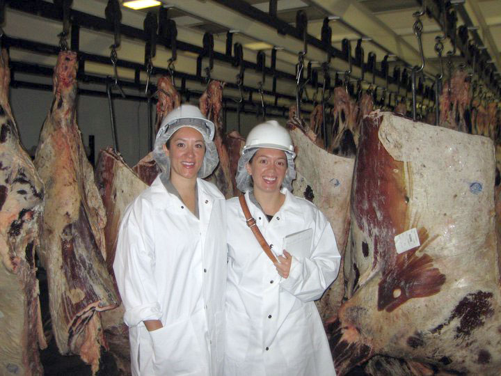 Two women in a slaughterhous