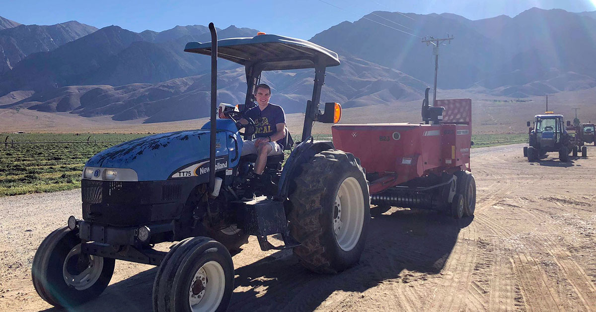 Sam Martin on a big tractor