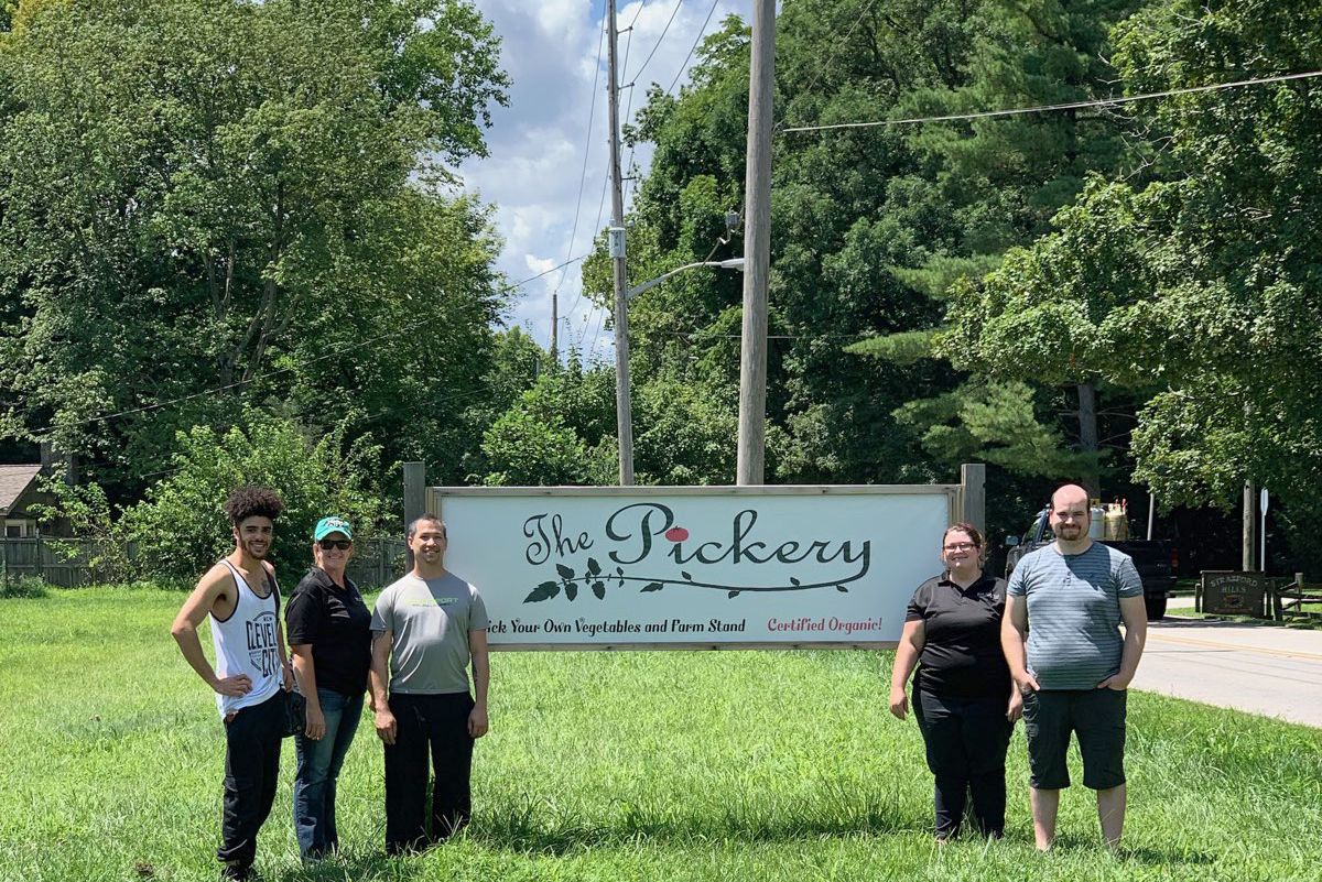 Prep Cook Arthur Smith, Front-of-House Supervisor Suzi McConkey, Executive Chef Matthew Leeper, and Prep Cooks Cheyenne Downing and Wyatt Sons at The Pickery