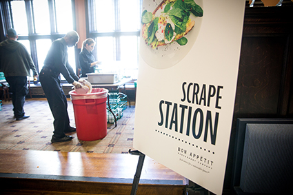 A scrape station for composting