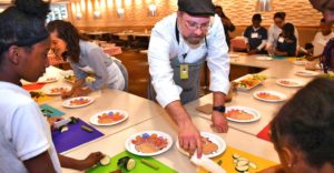Chef/Manager Joseph Pearson leads a Healthy Kids class at Milliken