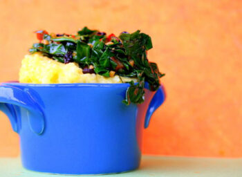 Garlicky Greens Over Polenta