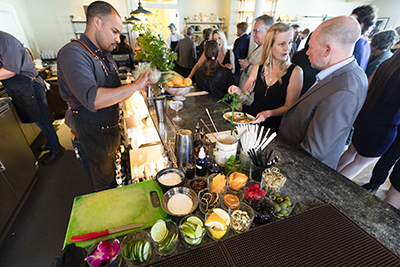 Bar Manager Tony Stewart preps cocktails for the crowd