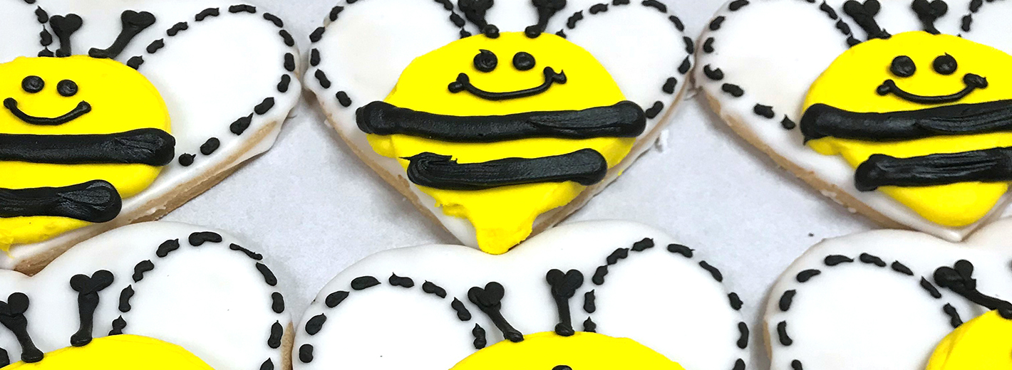 “Happy bee” cookies to celebrate the hive’s successful first year