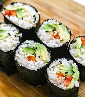 Vegetable sushi with jicama "rice"