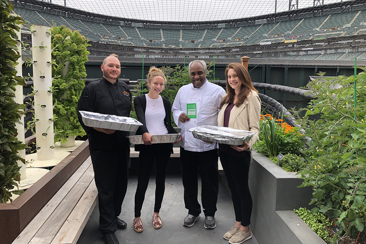Executive Sous Chef Joshua Saenz, Nonprofit Manager Laurel Caplan, Executive Chef of Concessions Toussaint Potter, and Gotham Club Food and Beverage Director Angela Denman