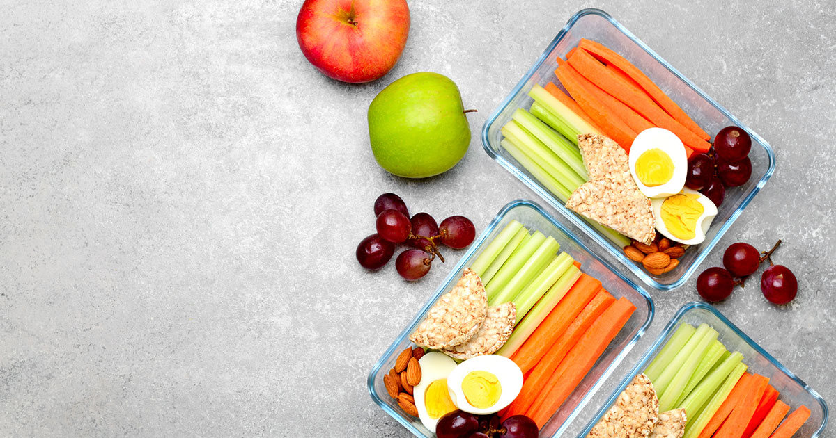 Healthy snacks - carrots, celery, fruit
