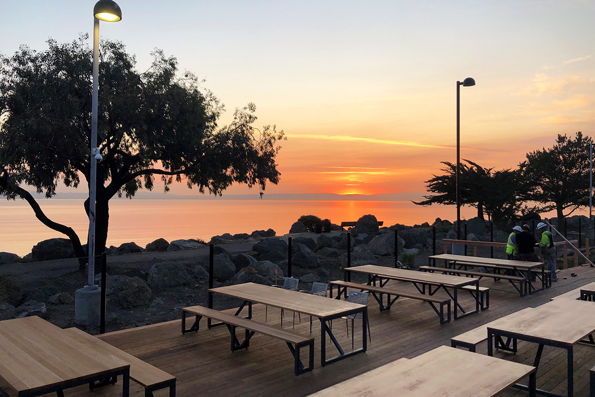 Early-morning views from the Edge’s picnic tables along the Bay Trail