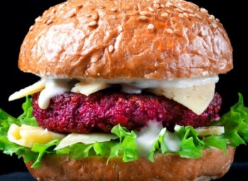 Use Smart Techniques: Quinoa Beet Burger with Herbed Goat Cheese Spread and Quick-pickled Carrots