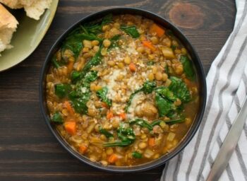 Savory Lentil Soup with Spinach