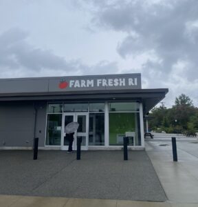 Entrance to a building on a grey day