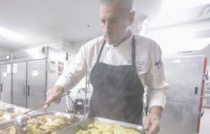 Bon Appetit chef Jay Schworn in the kitchen at Cornell College in Mt Vernon, IA