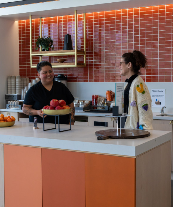 tech company snack spot with guests