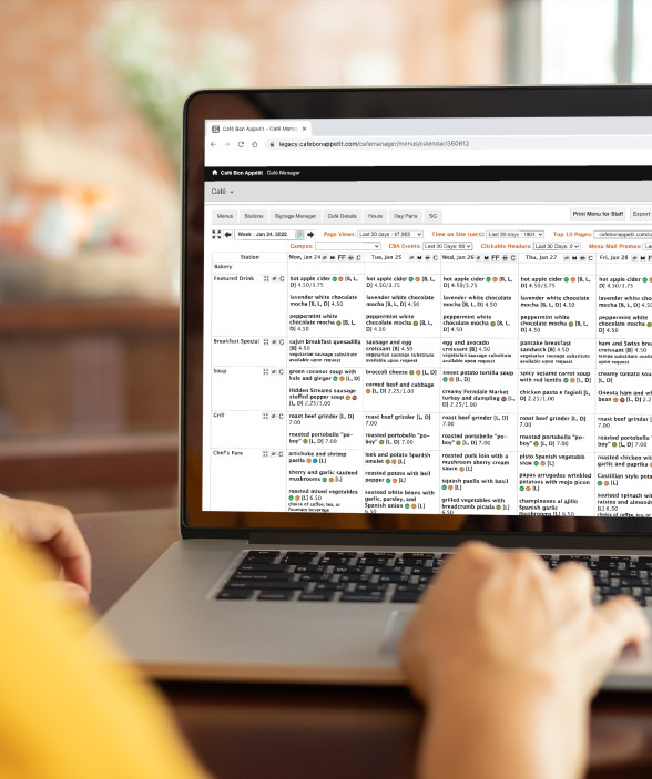 cafe manager tech laptop