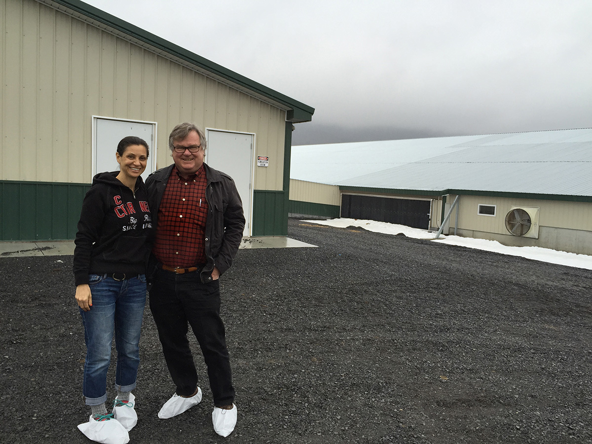 Me and Barry Estabrook, author of Pig Tales, preparing to go inside a Clemens hog barn in Pennsylvania