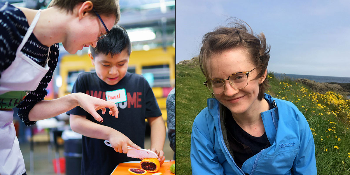Girl teaching kids to cook