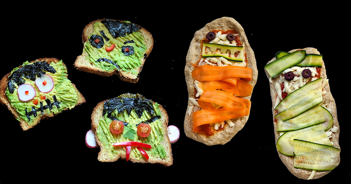 Spooky toast and mummy pizza