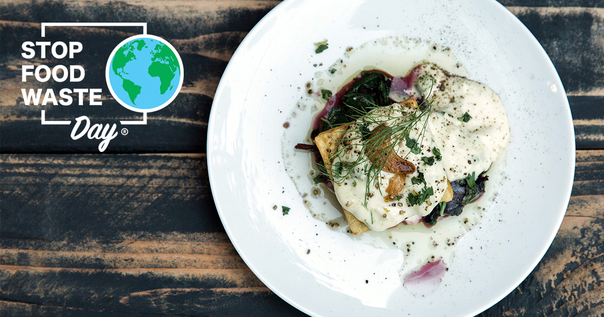 Stop Food Waste Day logo and a dish