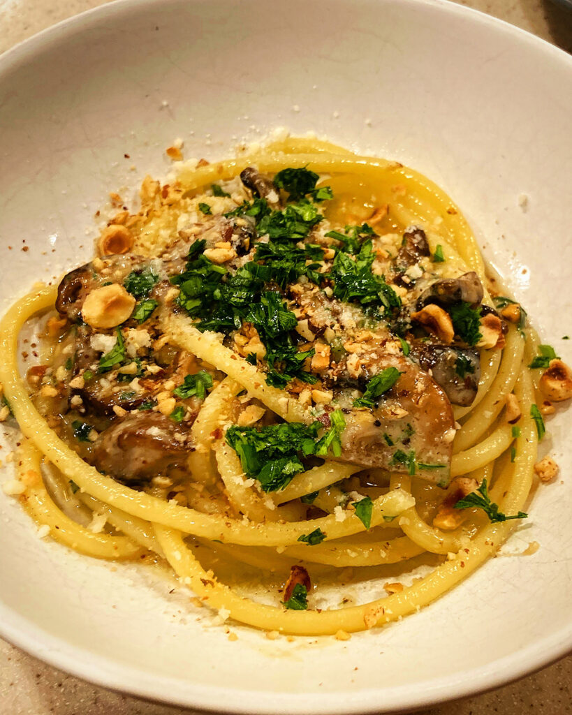 Plant-based mushroom carbonara by Patrick Youse